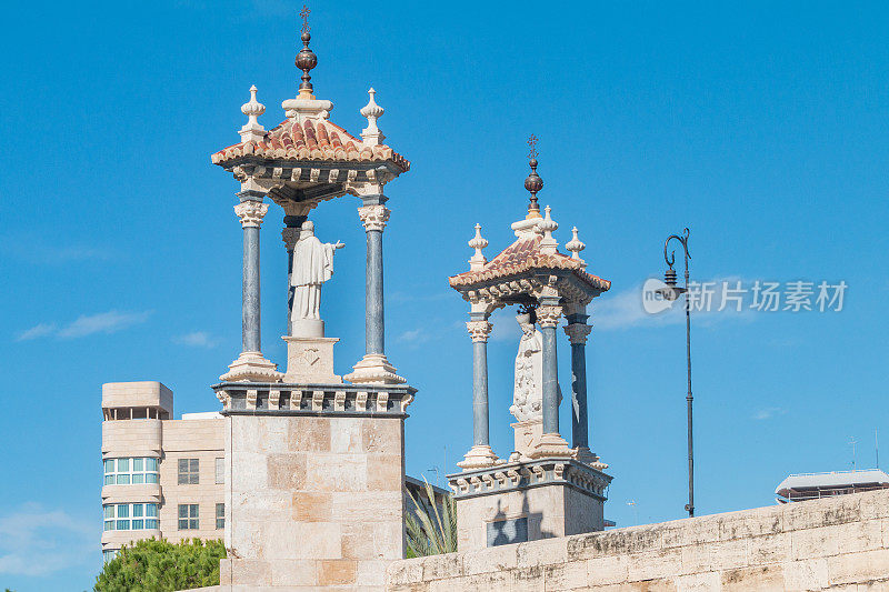 San Paschal Baylón of the Order of Friars Minor on Puente de la Mar (Bridge of the Sea) at Turia Riverbed Park (Jardín del Turia - Tramo VIII) in Valencia, Spain